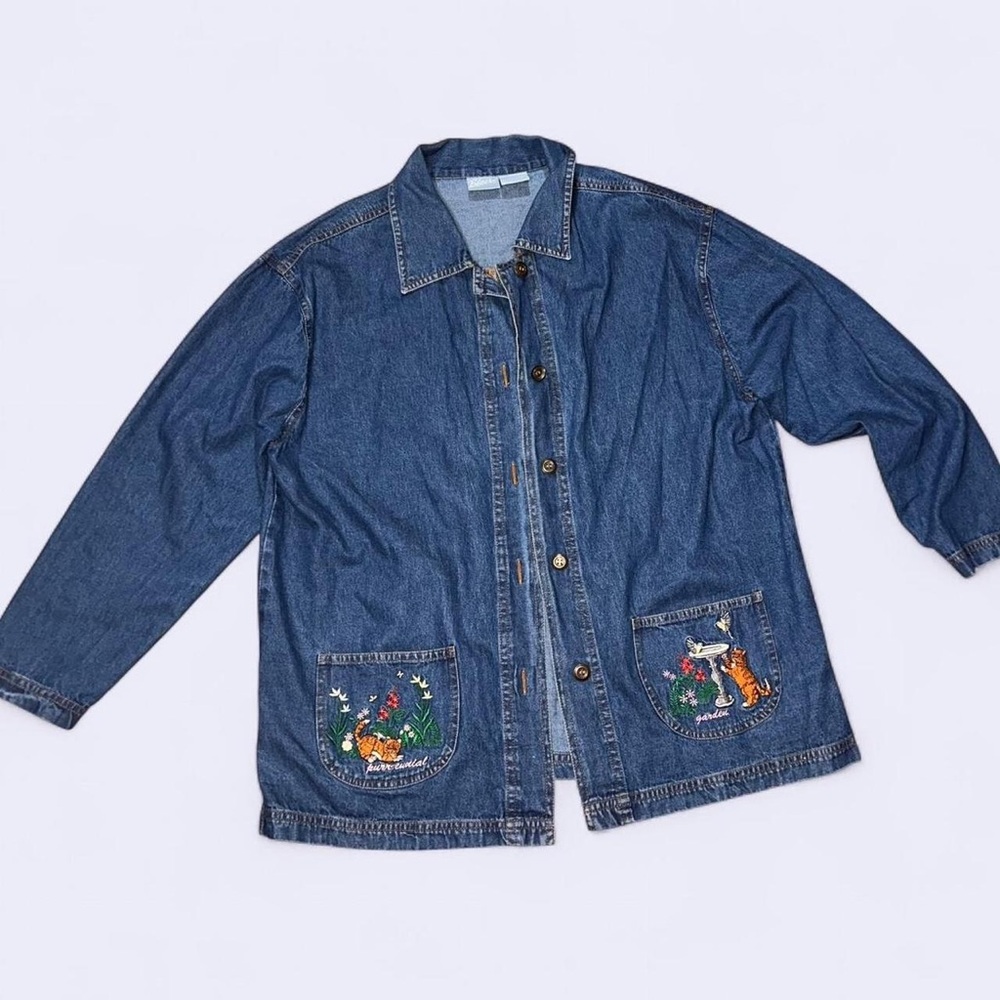 Blair Denim Long Sleeve Top with Embroidered Pockets